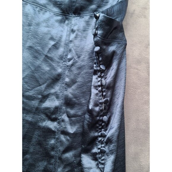 Free People Intimately Oh My Shine Satin Jumpsuit M Navy Blue Side Buttons NWOT - Picture 5 of 10